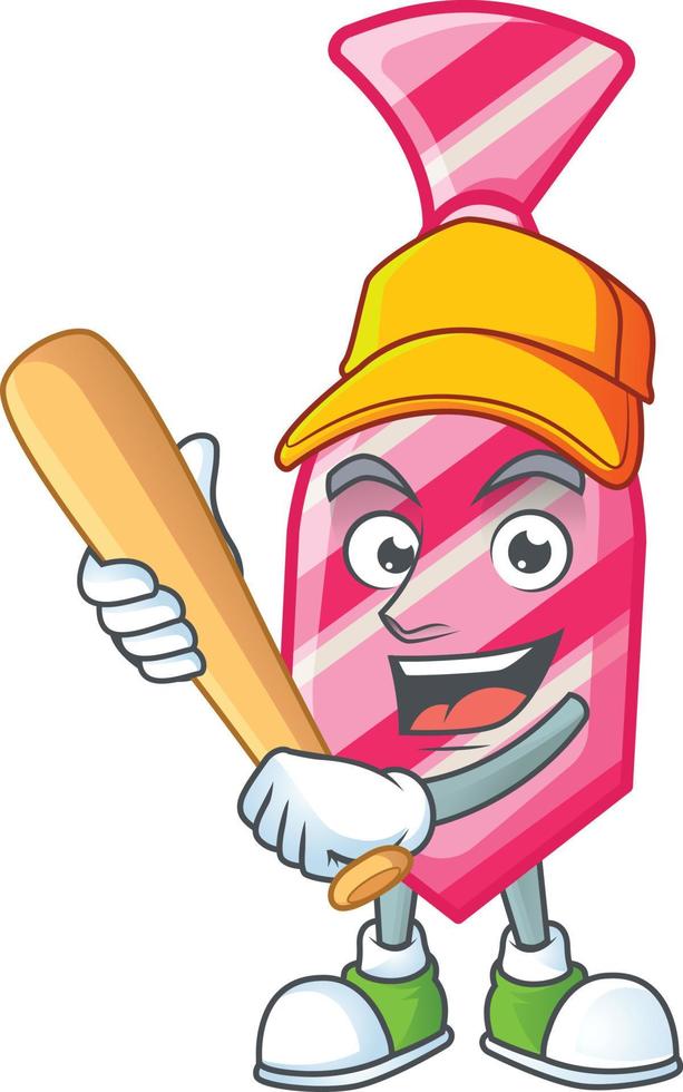 Pink stripes tie cartoon character style vector