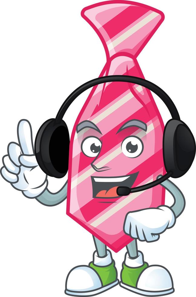 Pink stripes tie cartoon character style vector