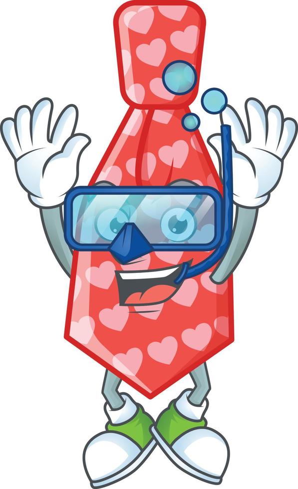 Red love tie cartoon character style vector