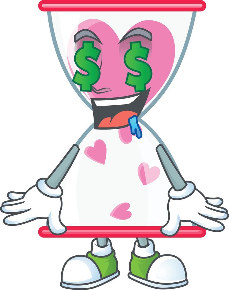 Love clock sand cartoon character style vector