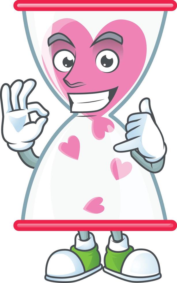 Love clock sand cartoon character style vector