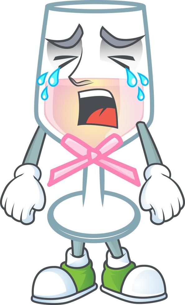 Pink glass of wine cartoon character style vector