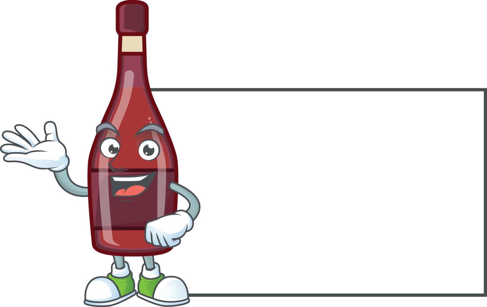 Red bottle wine cartoon character style vector