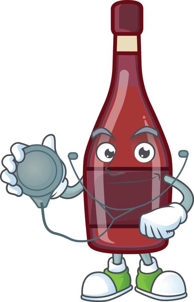 Red bottle wine cartoon character style vector