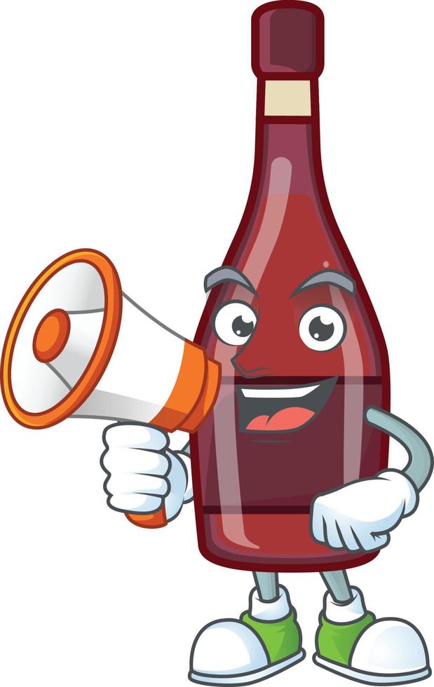 rojo botella vino dibujos animados personaje estilo vector