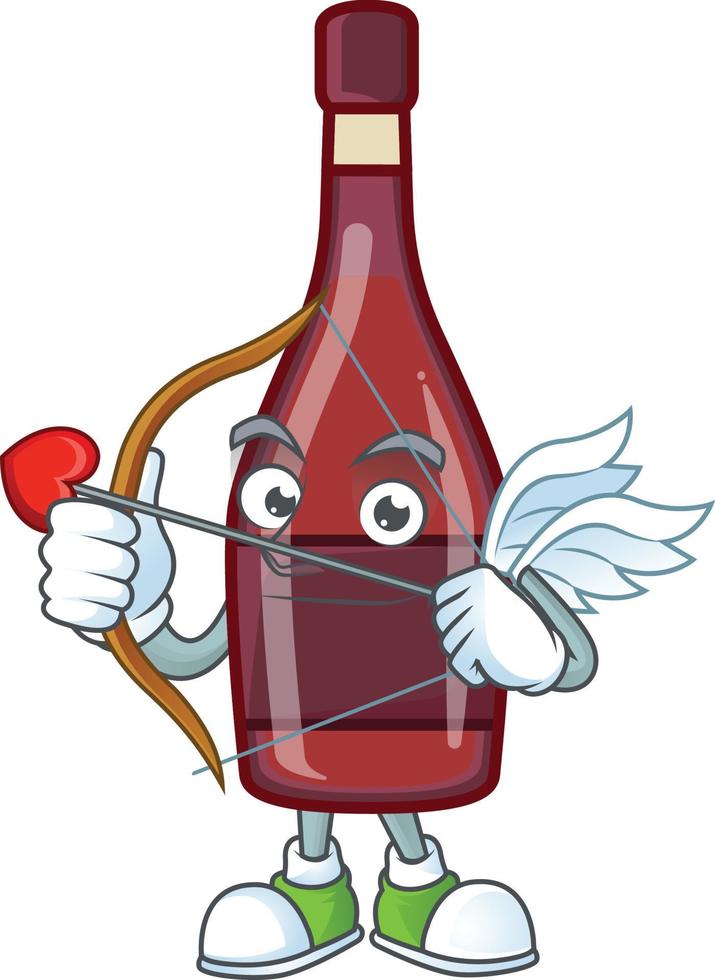 Red bottle wine cartoon character style vector