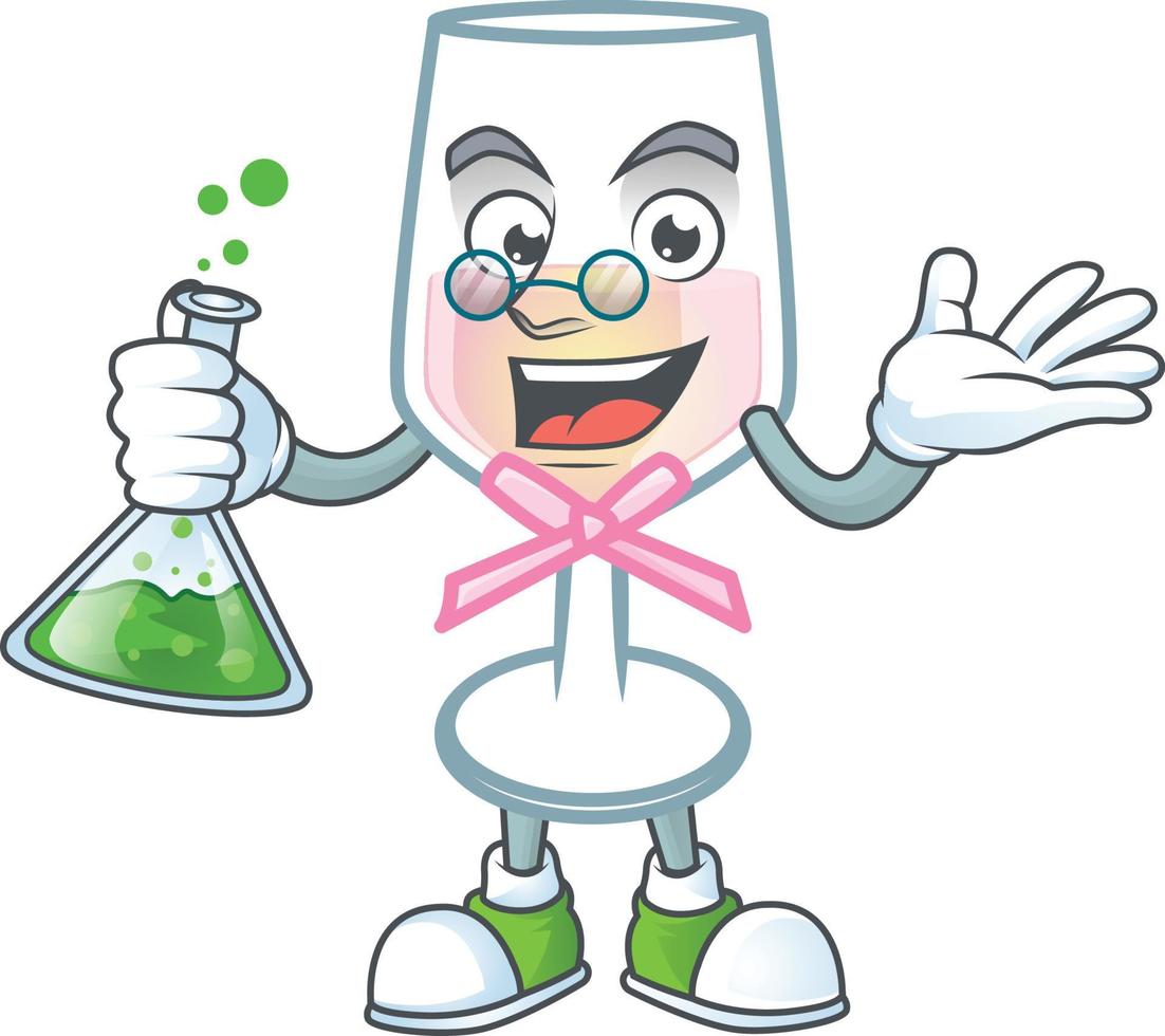 Pink glass of wine cartoon character style vector