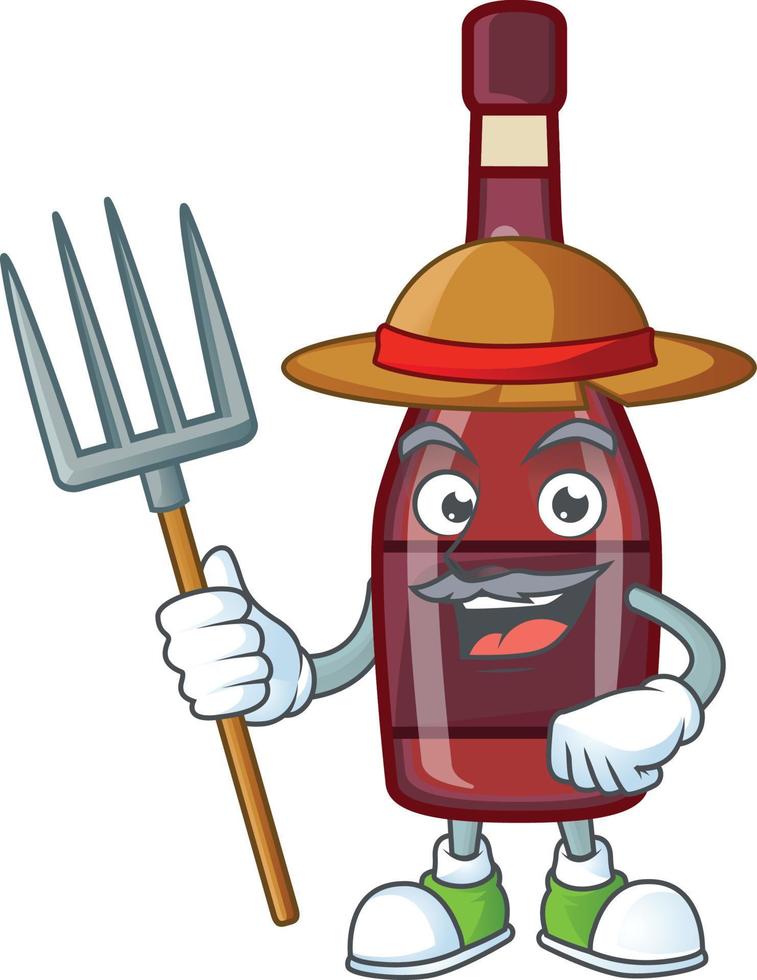 Red bottle wine cartoon character style vector