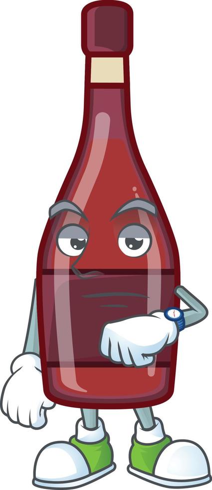 Red bottle wine cartoon character style vector