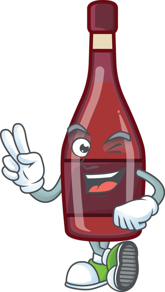 Red bottle wine cartoon character style vector