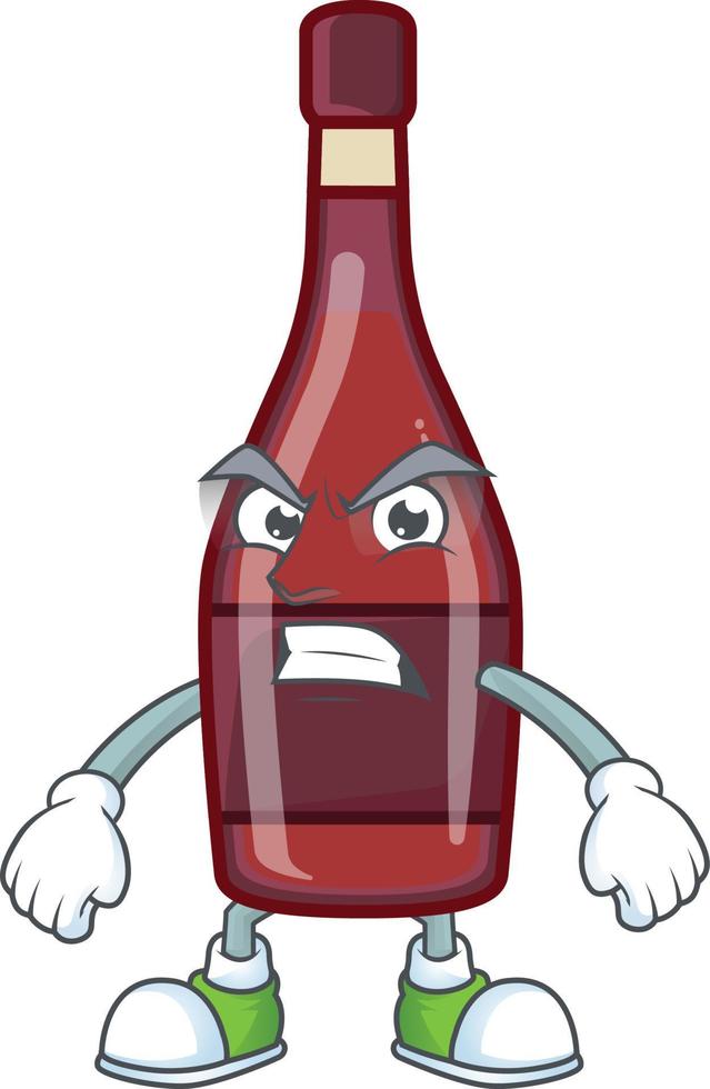 Red bottle wine cartoon character style vector