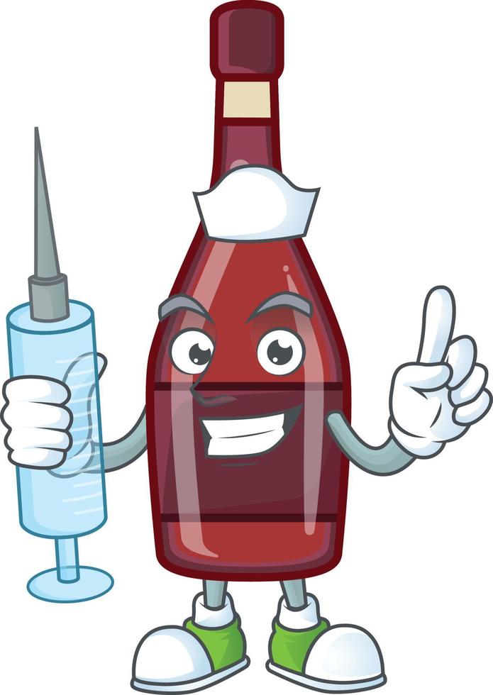 Red bottle wine cartoon character style vector