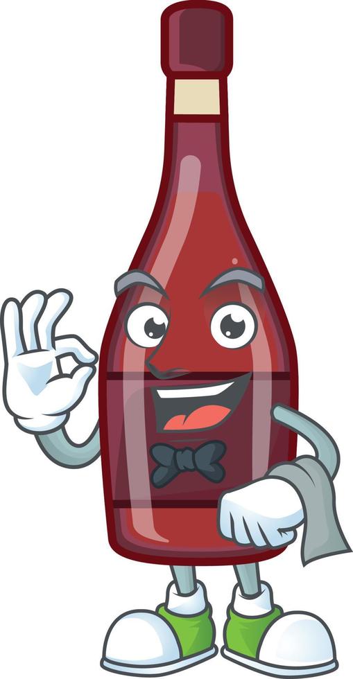 Red bottle wine cartoon character style vector