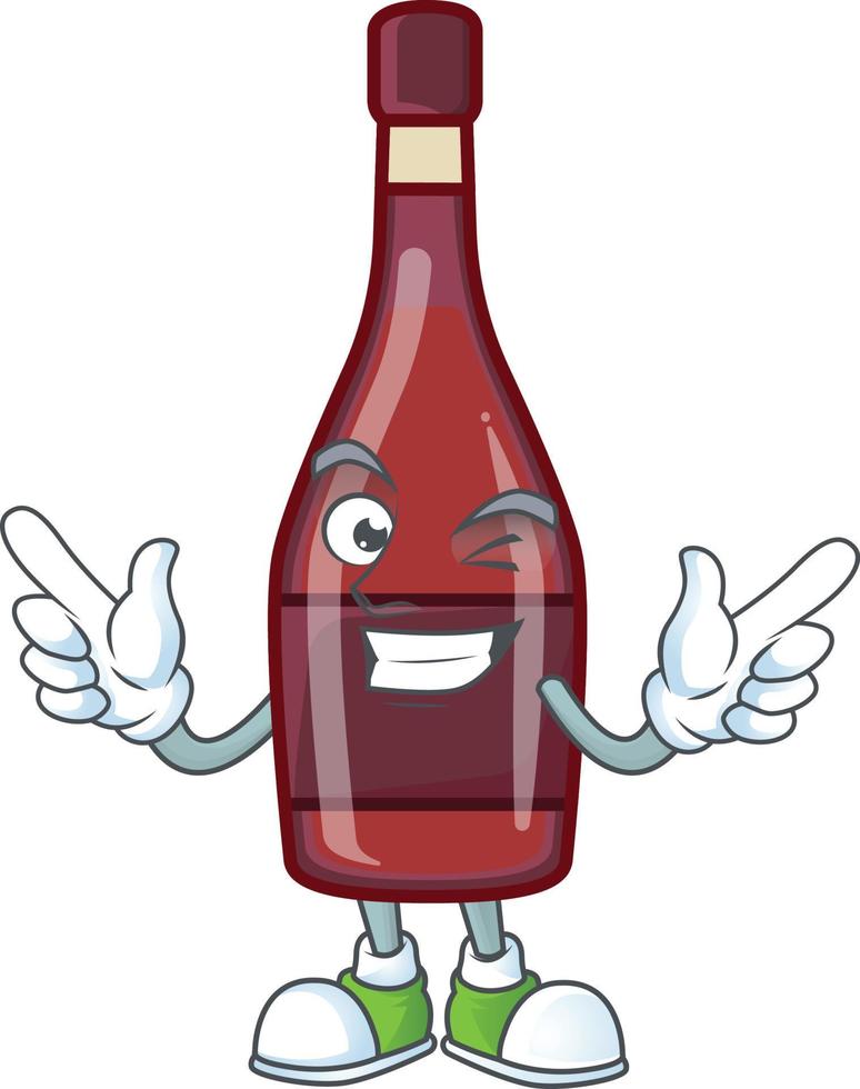 Red bottle wine cartoon character style vector