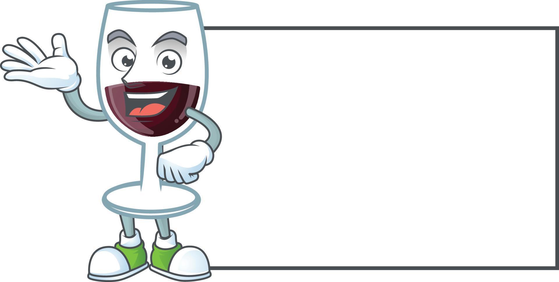 rojo vaso de vino dibujos animados personaje estilo vector