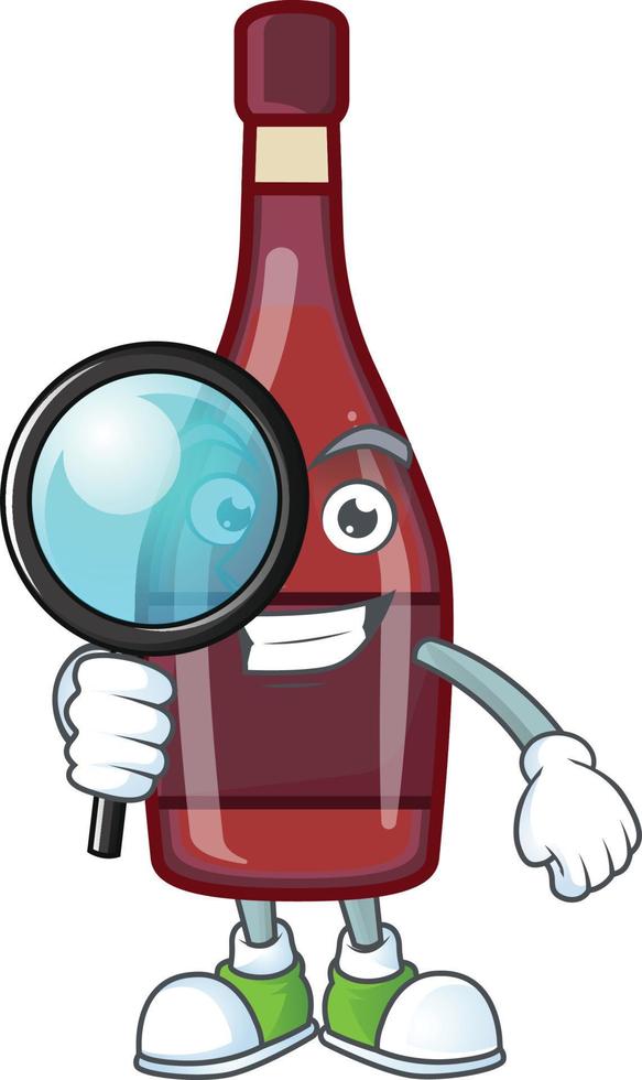 Red bottle wine cartoon character style vector