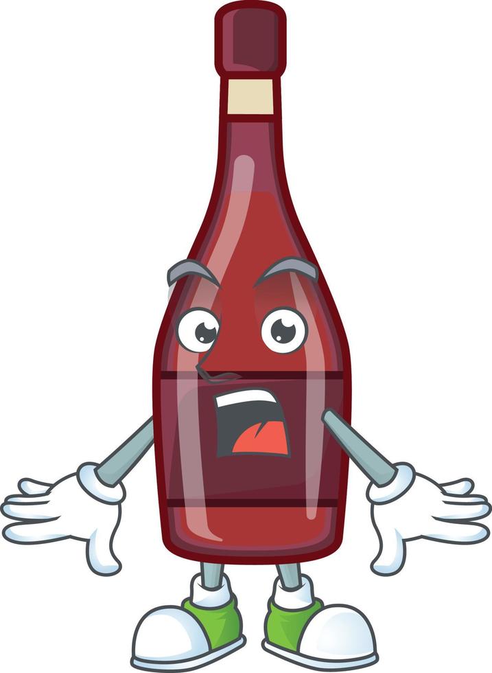 Red bottle wine cartoon character style vector