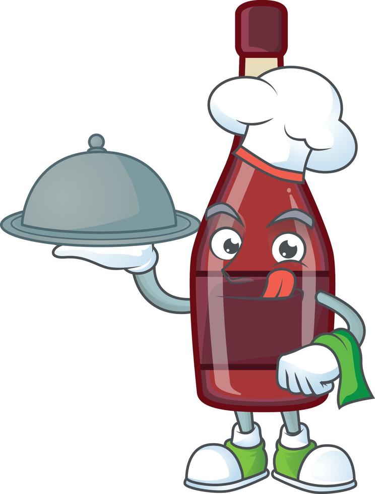 Red bottle wine cartoon character style vector