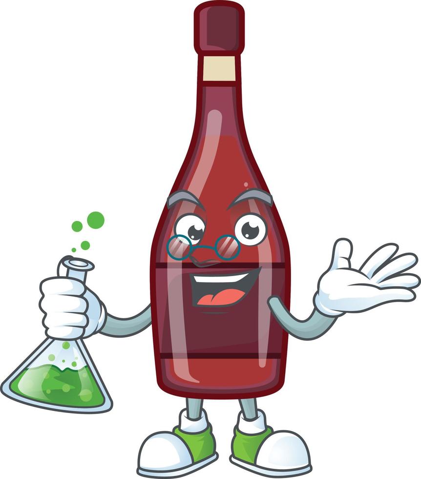 Red bottle wine cartoon character style vector