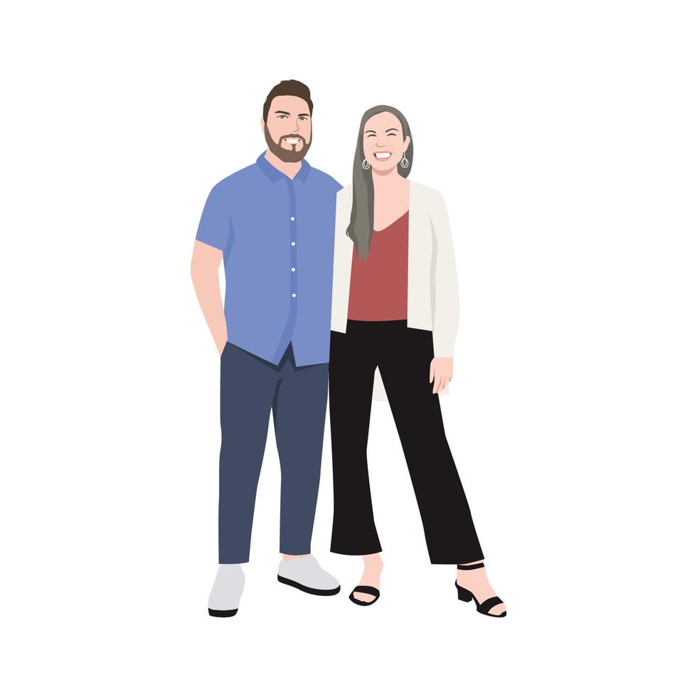 Happy modern young people. Couple in love, holding hands and looking at each other. Romantic stylish woman and man in casual warm clothes vector