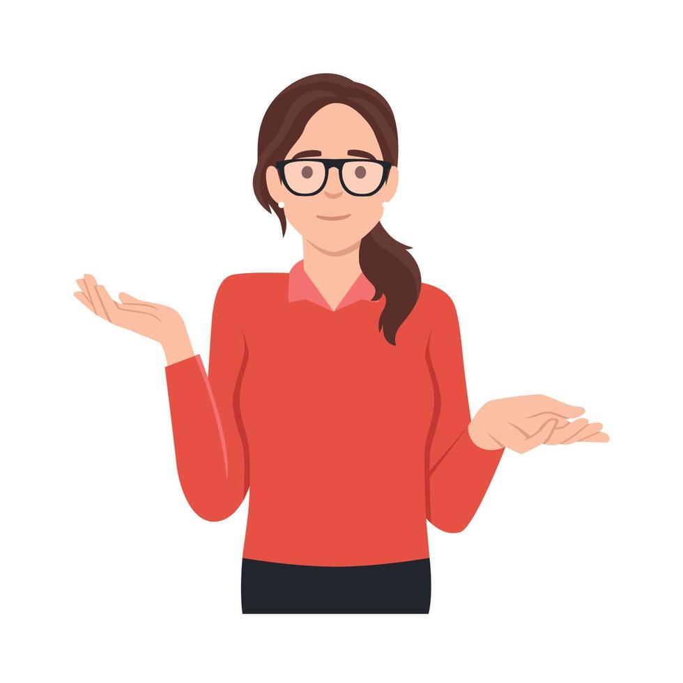 Young woman question dilemma problem concept. Flat vector illustration isolated on white background
