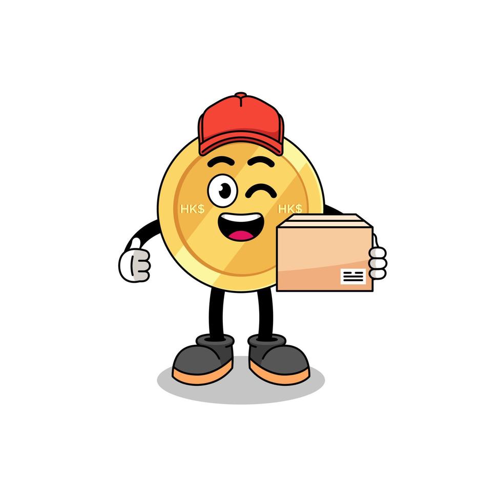 hong kong dollar mascot cartoon as an courier vector