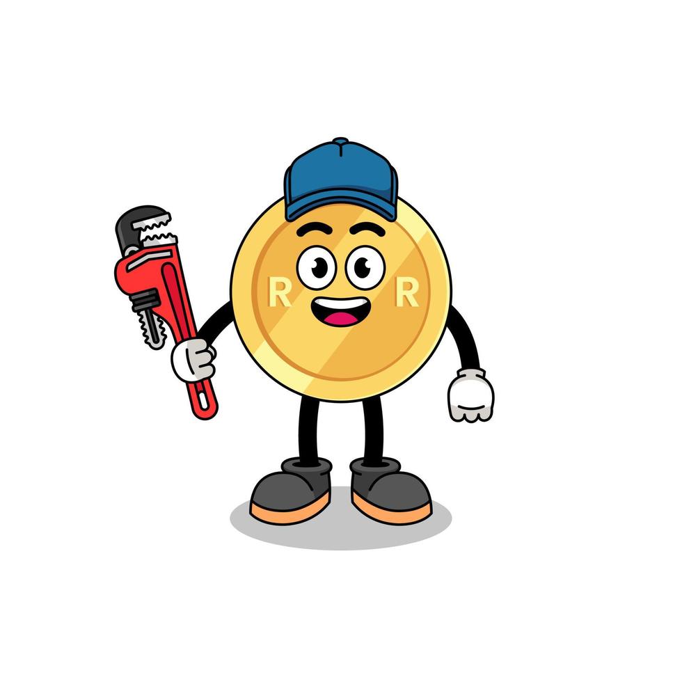 south african rand illustration cartoon as a plumber vector