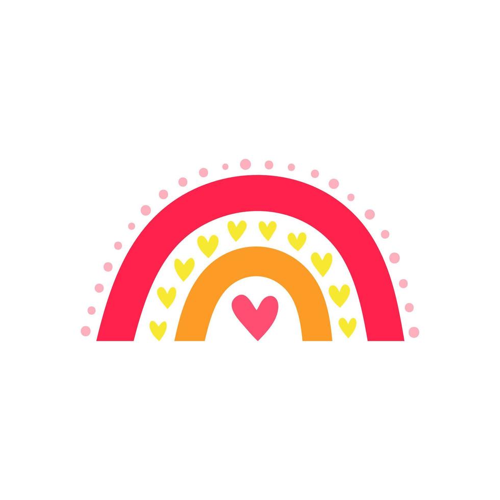 Scandinavian rainbow with hearts. vector