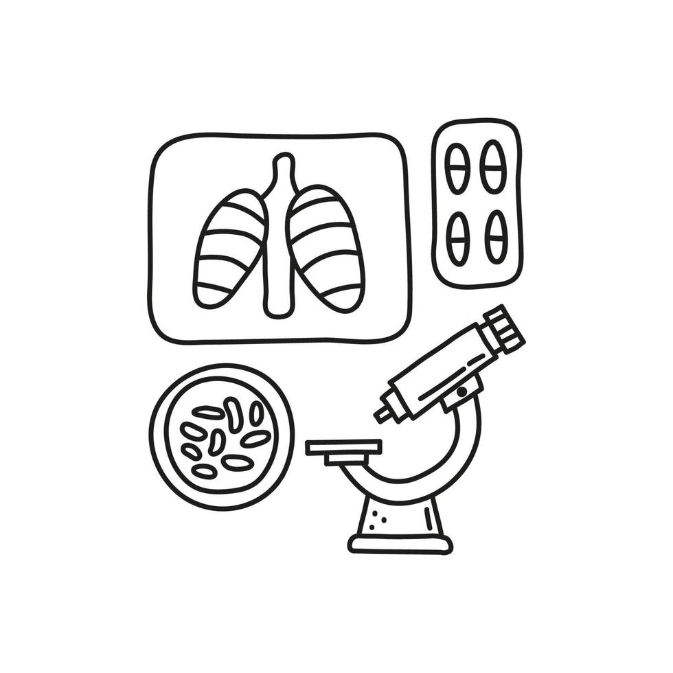 Group of simple doodle medical icons. vector