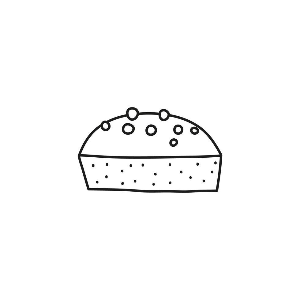 Doodle outline simple cake. vector