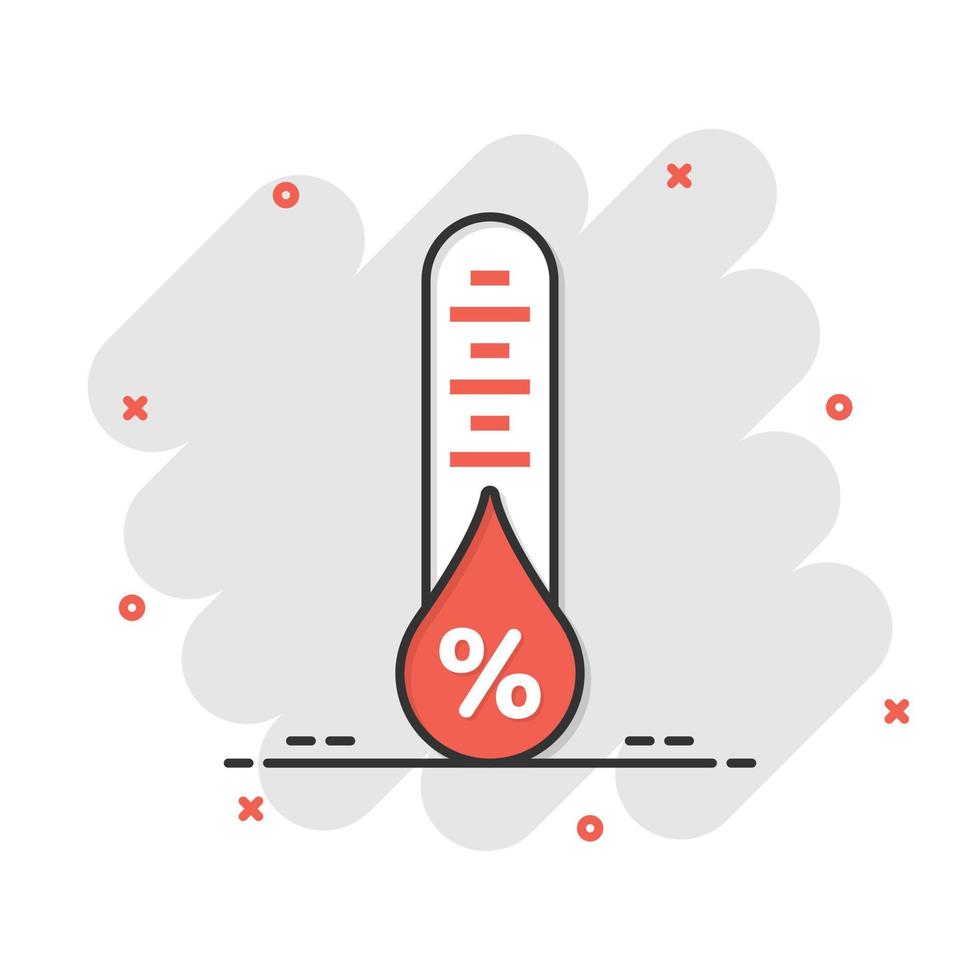 Humidity icon in comic style. Climate vector cartoon illustration on white isolated background. Temperature forecast business concept splash effect.