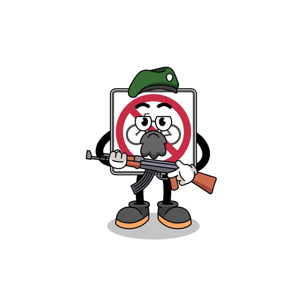 Character cartoon of no bicycles road sign as a special force vector