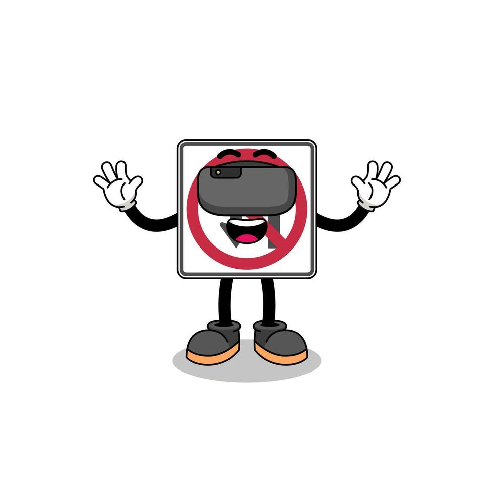 Illustration of no left or U turn road sign with a vr headset vector