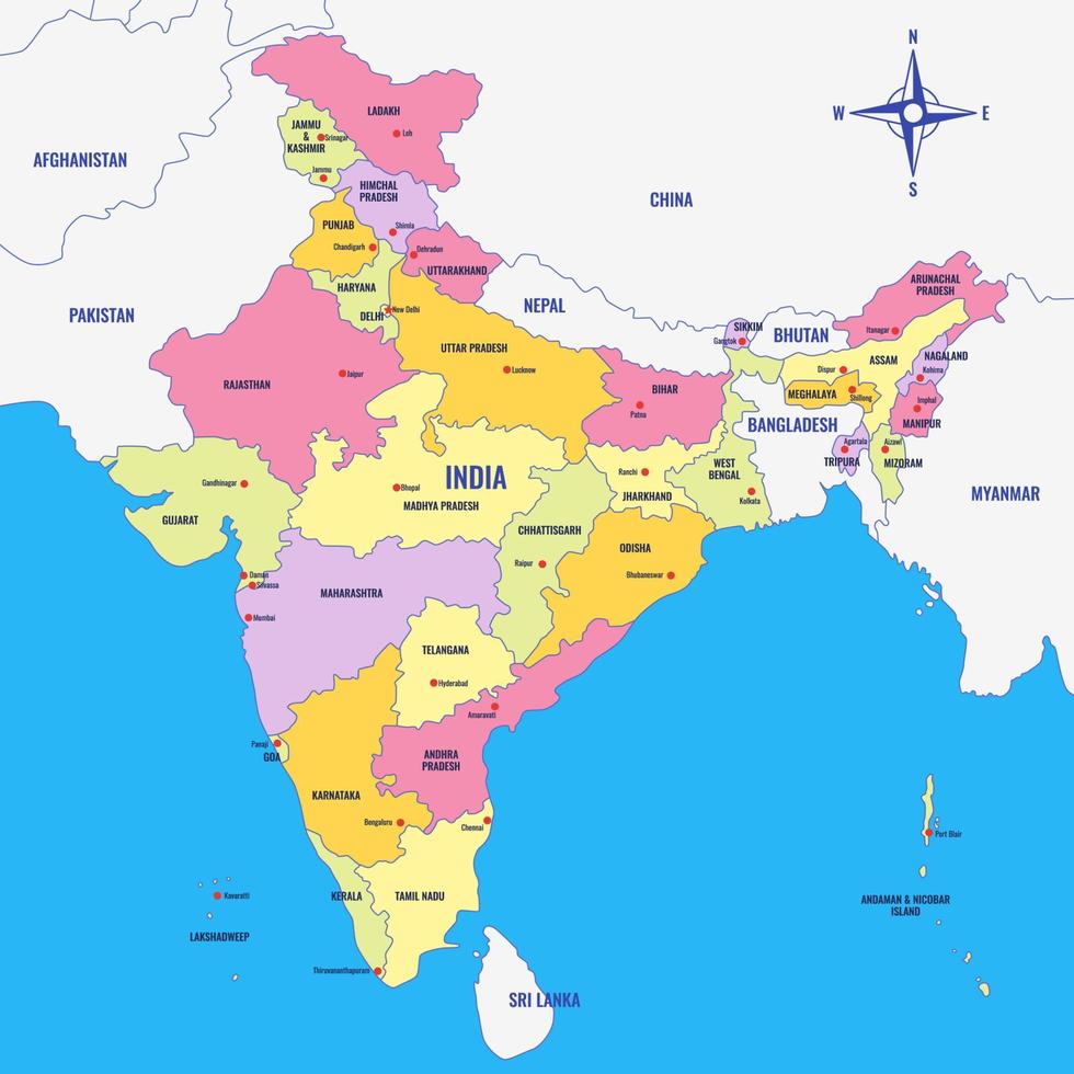 país mapa de India vector