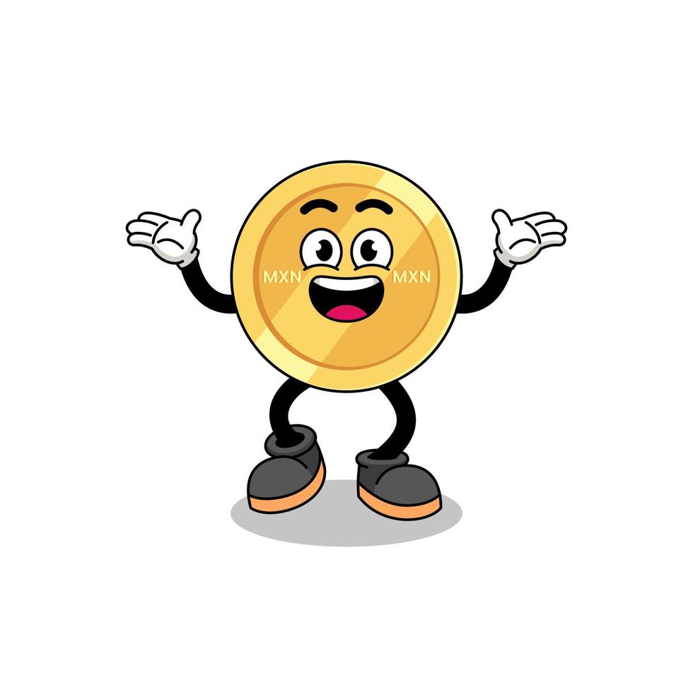 mexican peso cartoon searching with happy gesture vector