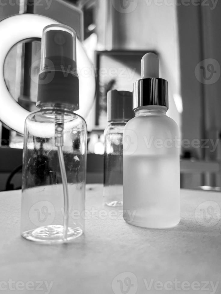 cosmetic bottle.A set of body care vials. face care photo