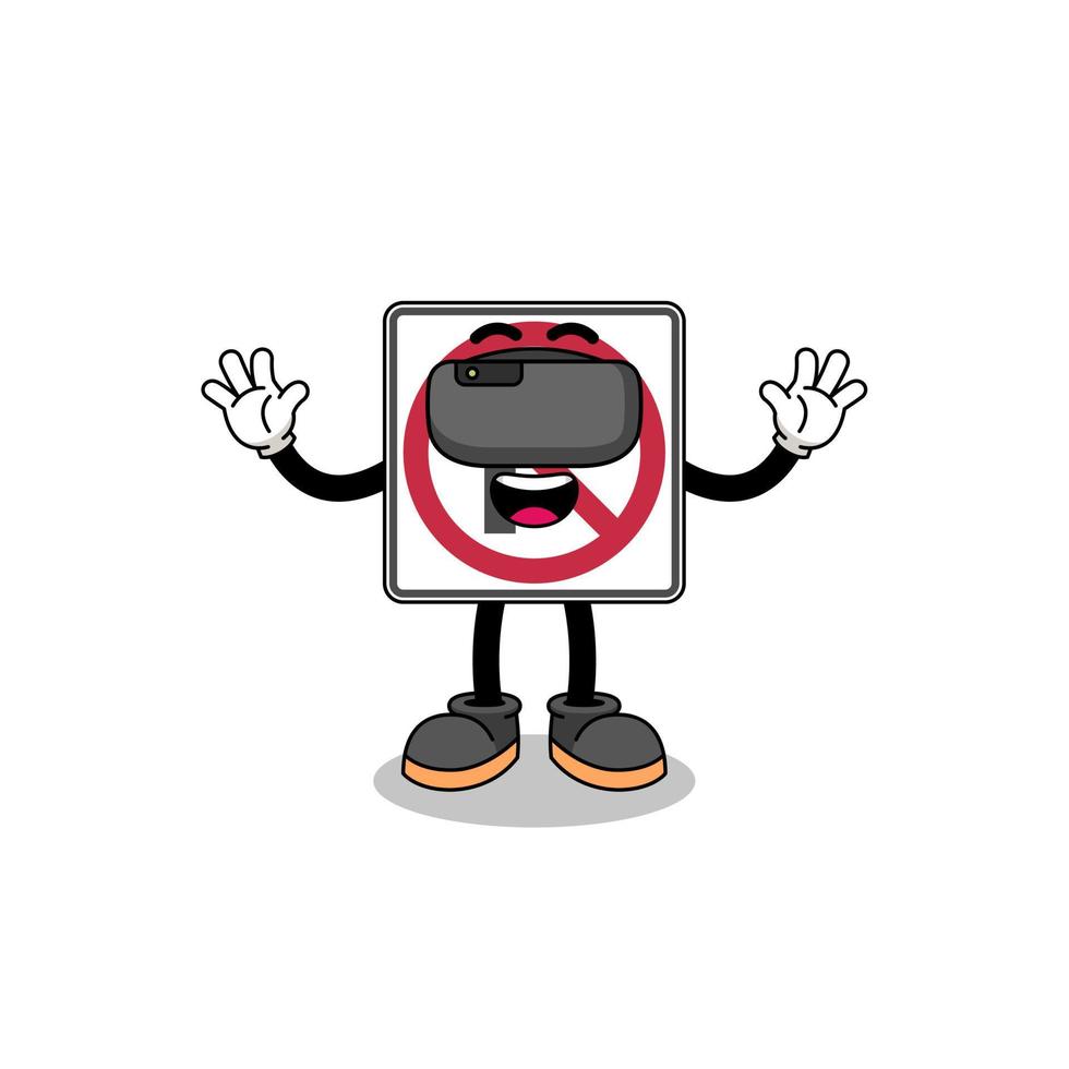 Illustration of no right turn road sign with a vr headset vector