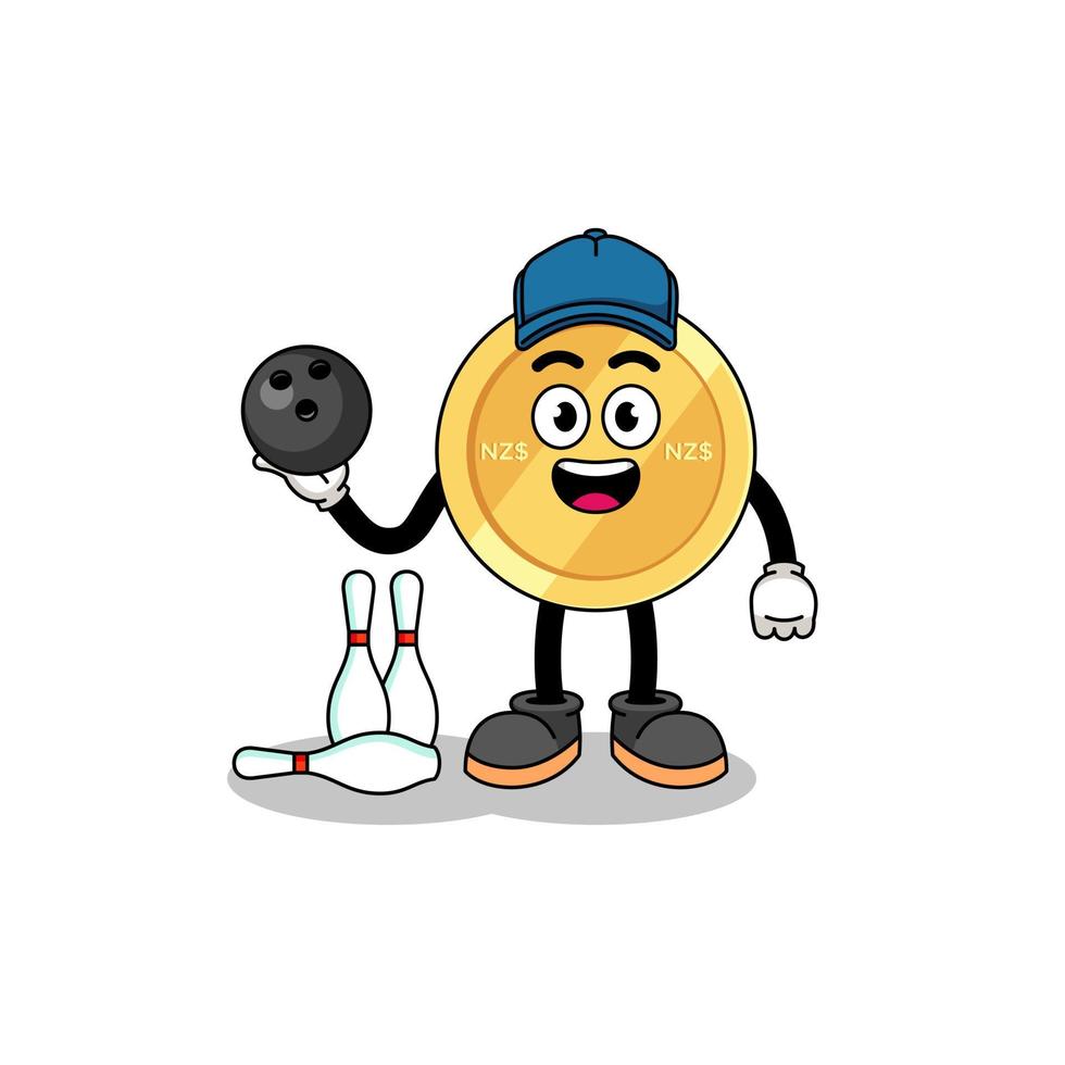 Mascot of new zealand dollar as a bowling player vector