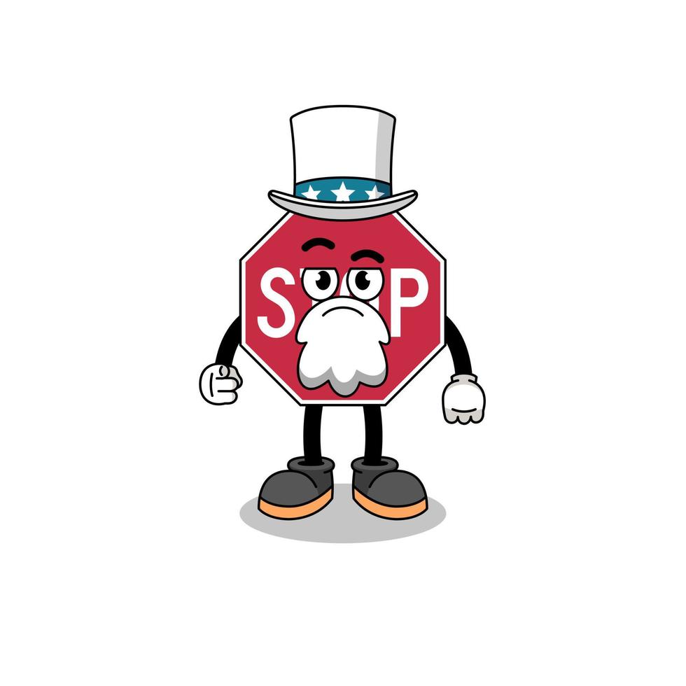 Illustration of stop road sign cartoon with i want you gesture vector
