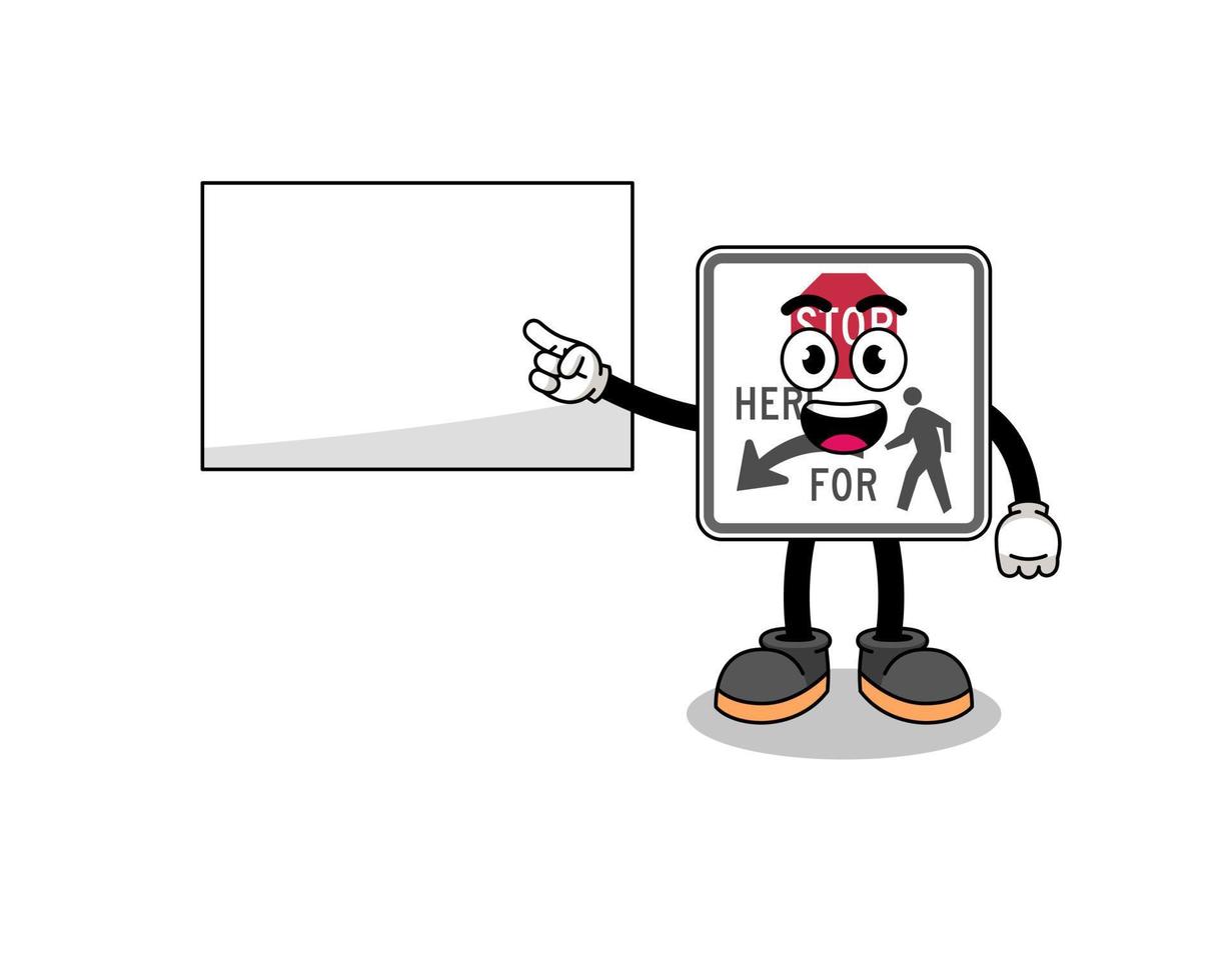 stop here for pedestrians illustration doing a presentation vector