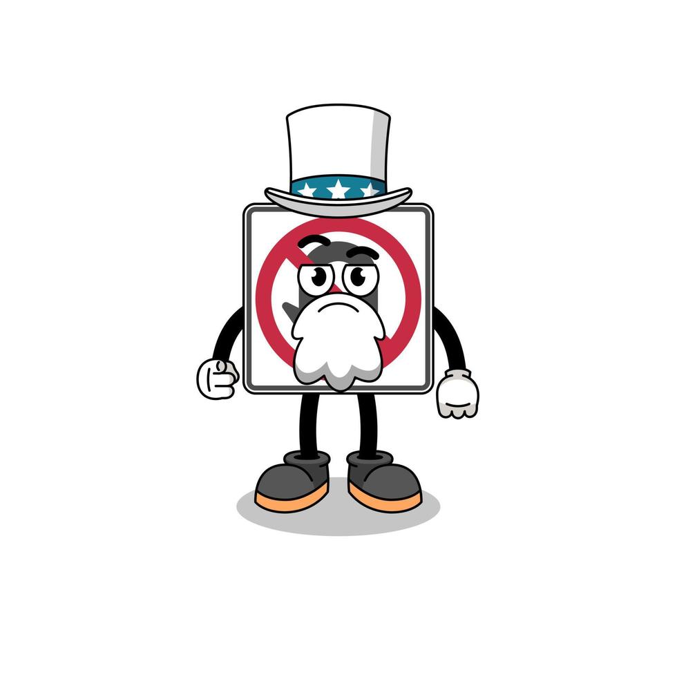 Illustration of no U turn road sign cartoon with i want you gesture vector
