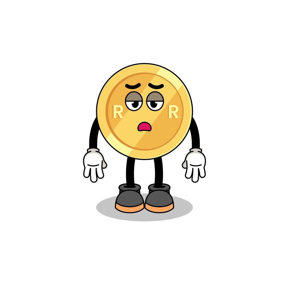 south african rand cartoon with fatigue gesture vector