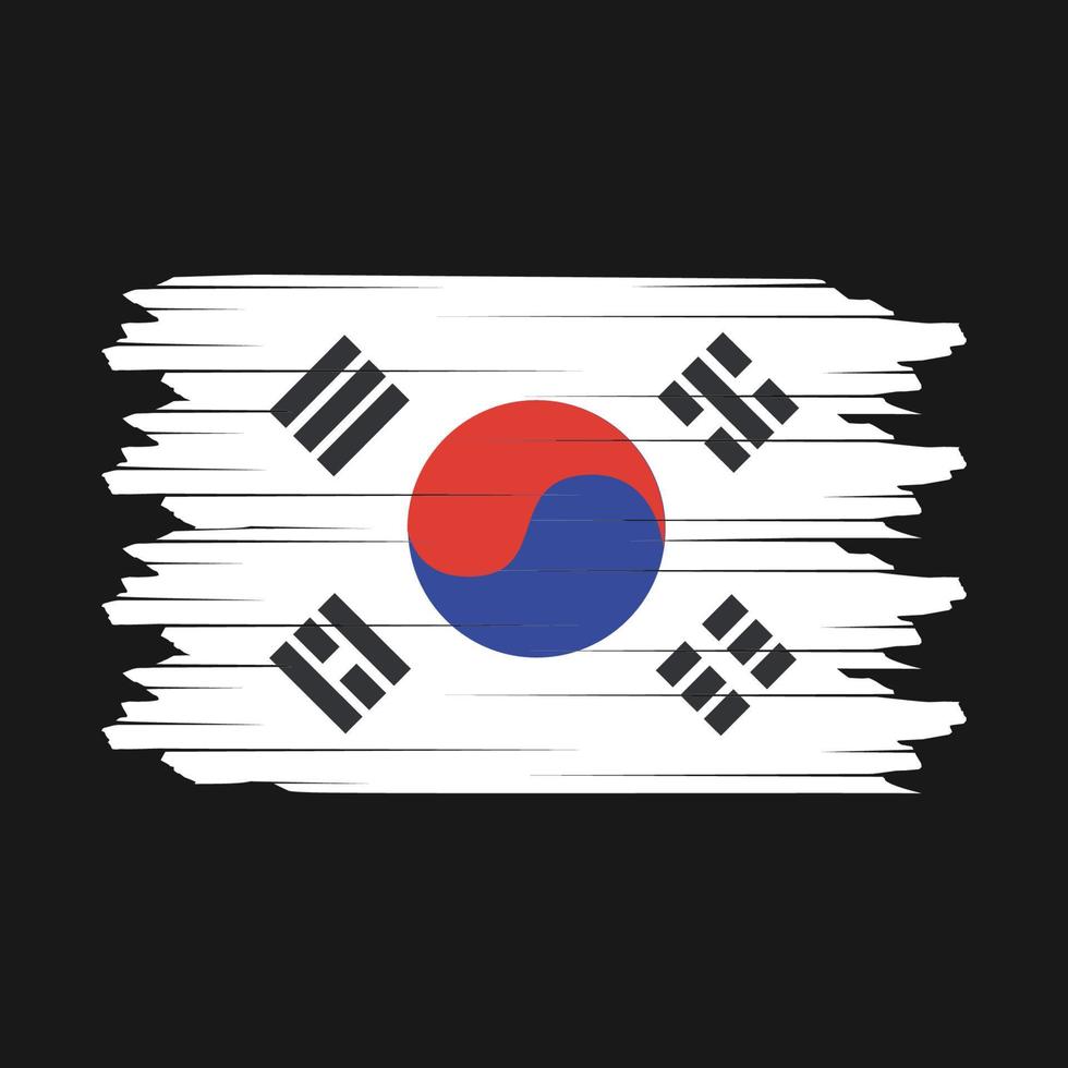 South Korea Flag Brush Vector