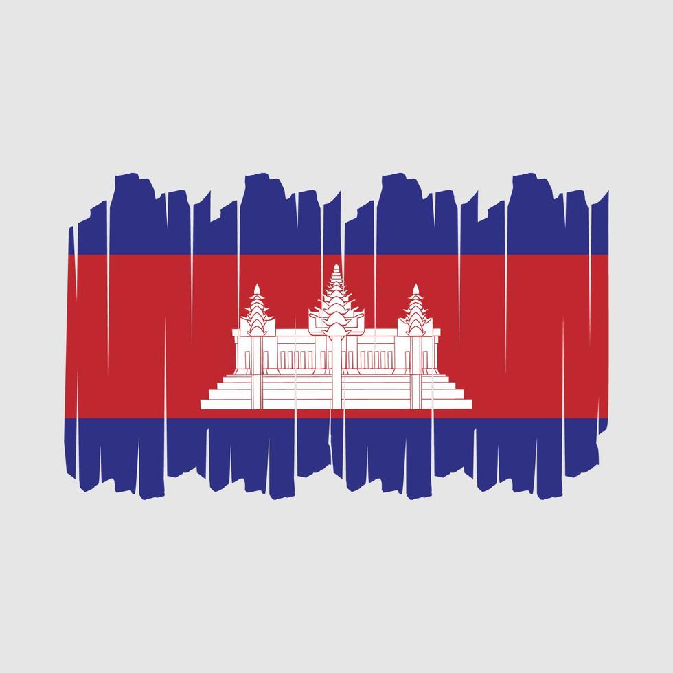 Ilustración de vector de pincel de bandera de camboya