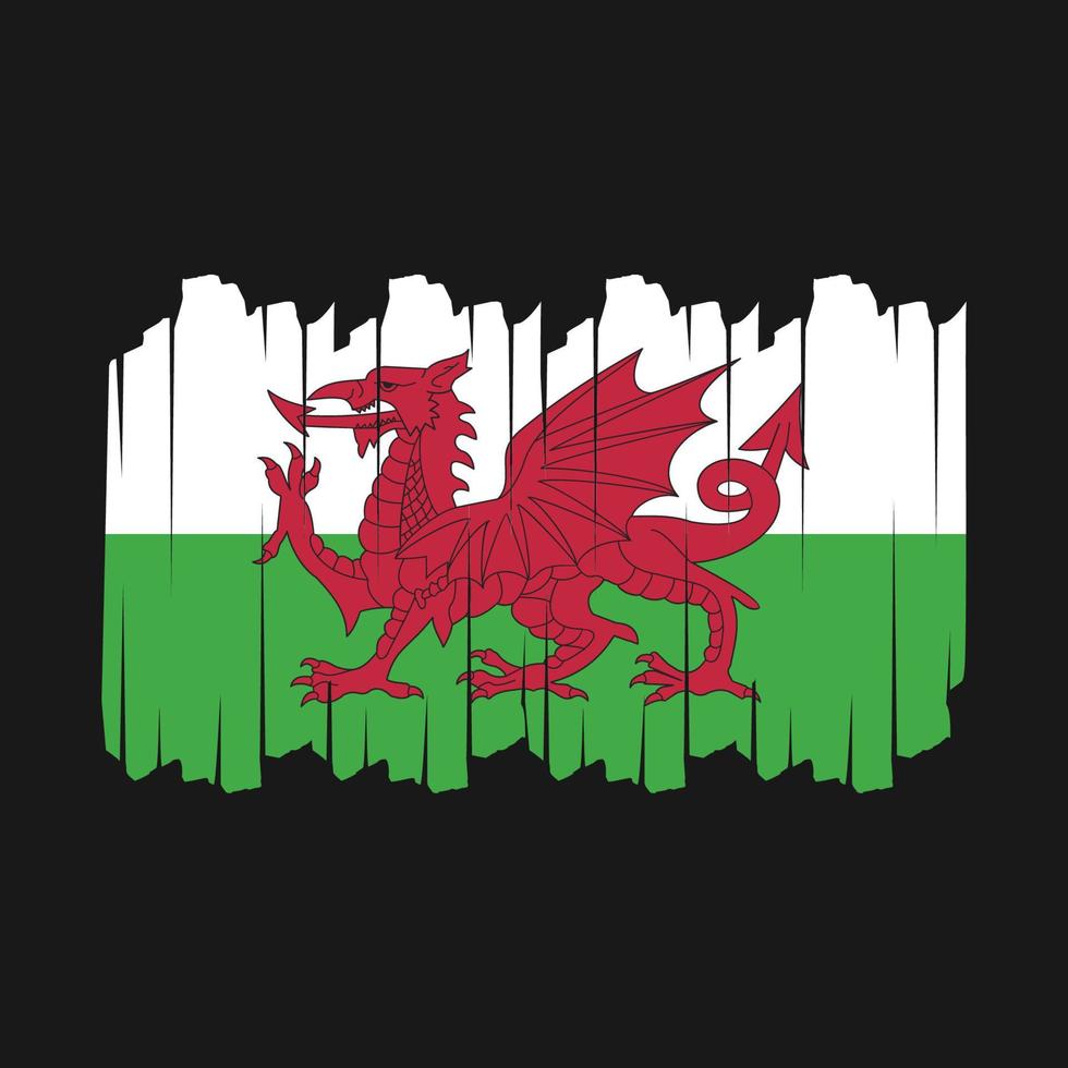 Wales Flag Brush Vector Illustration