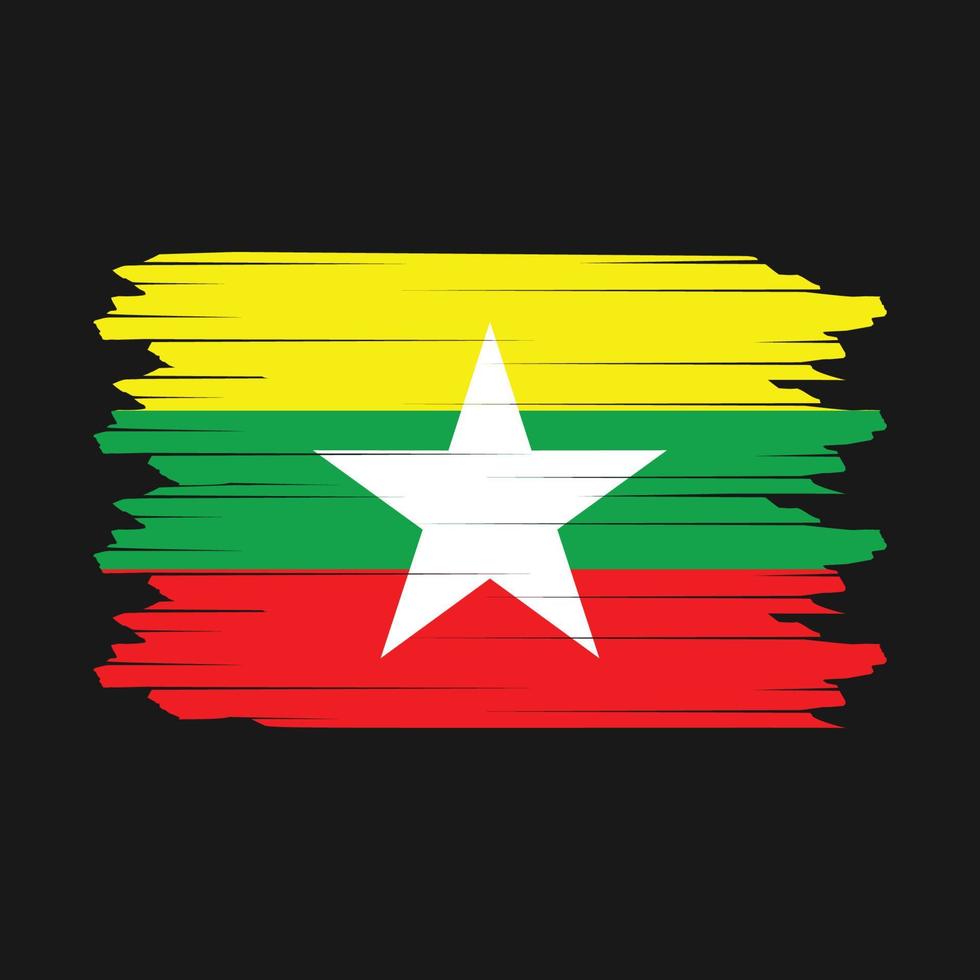 Myanmar Flag Brush Vector