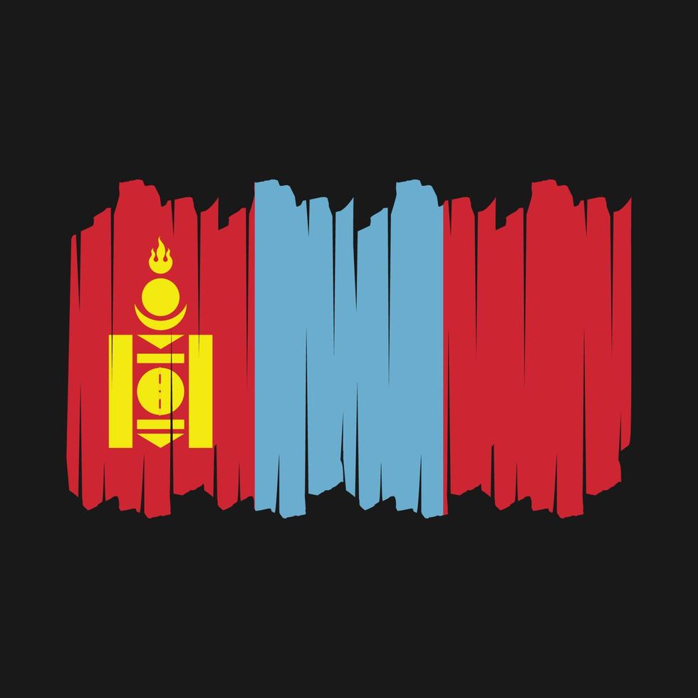 Ilustración de vector de pincel de bandera de mongolia