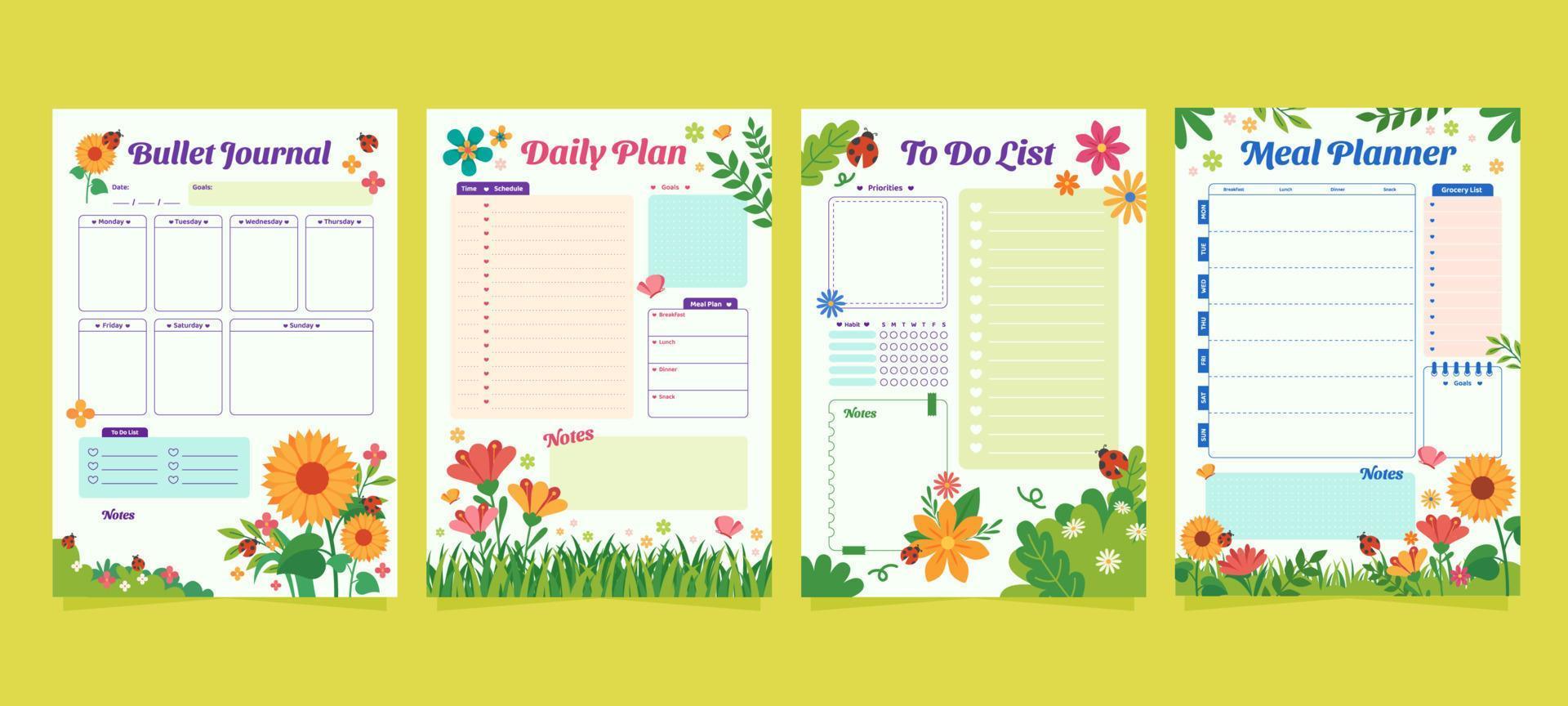 Spring Journal Planner vector