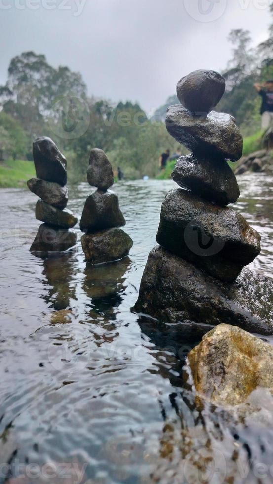 Stone arrangement in river art photo