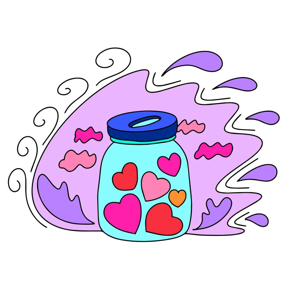 A coin box with hearts. Congratulations on Valentine's Day. This is a vector picture in the style of a comic book